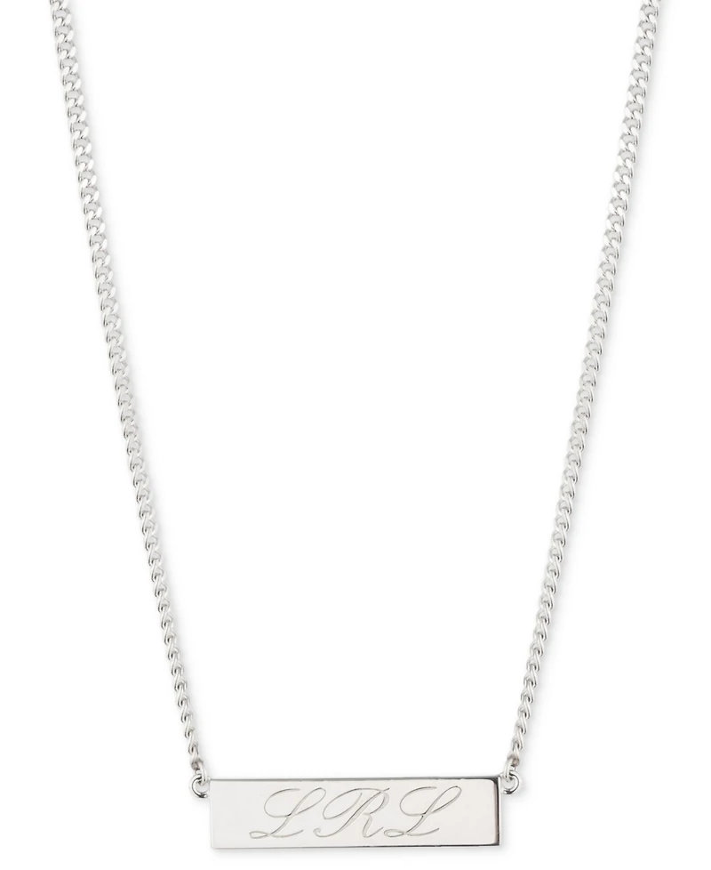 Lauren Ralph Lauren Sterling Silver Logo Script Pendant Necklace, 16" + 3" extender