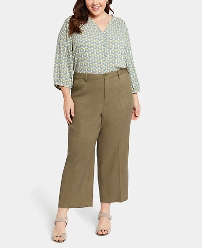 Nydj Plus Wide Leg Cargo Capri Pants