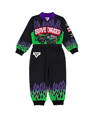 Monster Jam Toddler Boys Grave Digger French Terry Racing Zip Up Coverall to