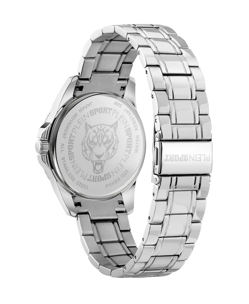Plein Sport Women's Glam Three Hand Quartz Stainless Steel Bracelet Watch, 40mm