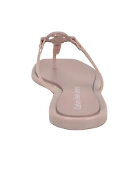 Calvin Klein Women's Edhen Logo T-Strap Flat Jelly Sandals