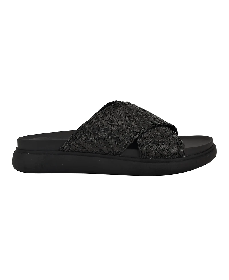 Calvin Klein Women's Pacen Woven Crisscross Flat Sandals