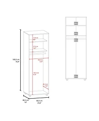 Pisinemo Armoire with 2 Doors and Hanging Rod, White