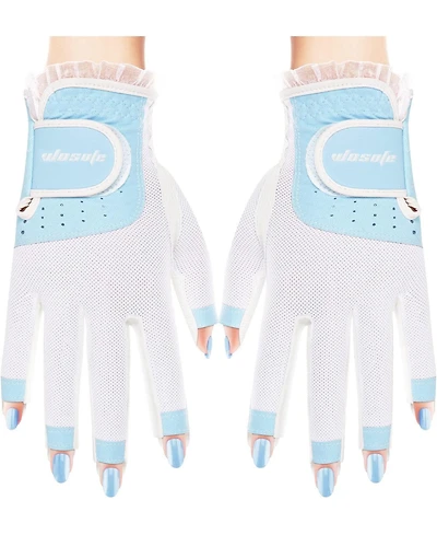 Wosofe Golf Gloves for Women Half 1/3 Finger Soft Leather Breathable Extra Grip Accessories Fit Ladies Girls Sport 1 Pair 3 Colors Optional