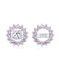 Bling Jewelry Removable Cz Halo Earring Jackets for Studs Gold Plated Sterling Silver
