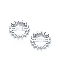 Bling Jewelry Removable Cz Halo Earring Jackets for Studs Gold Plated Sterling Silver
