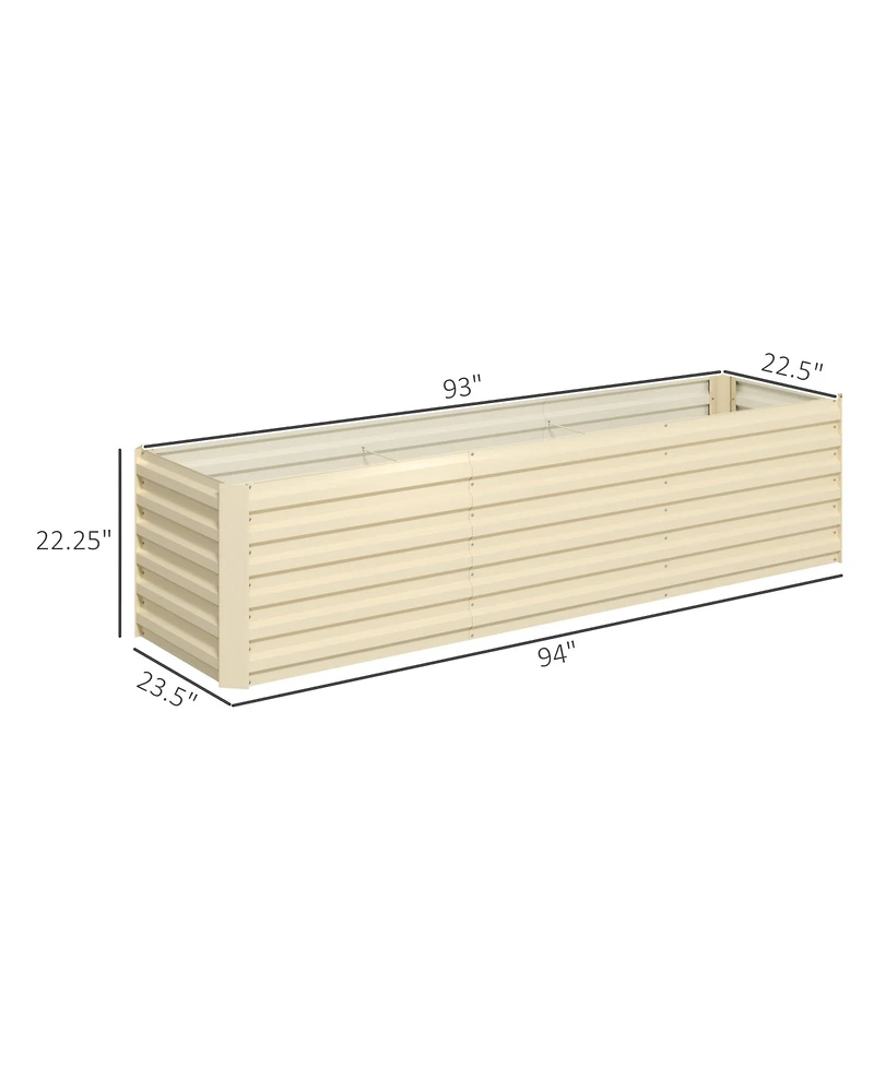 Outsunny 8x2x1ft Galvanized Raised Garden Bed Large Elevated Planter Box
