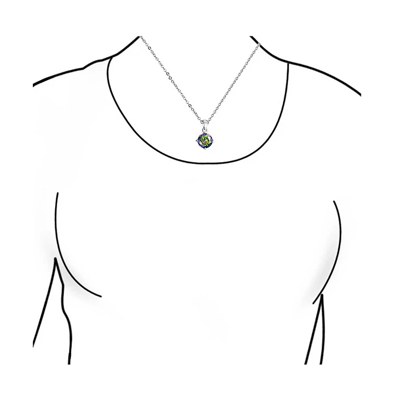 Bling Jewelry 2CTW Black Mystic Rainbow Cz Solitaire Pendant Necklace in Sterling Silver