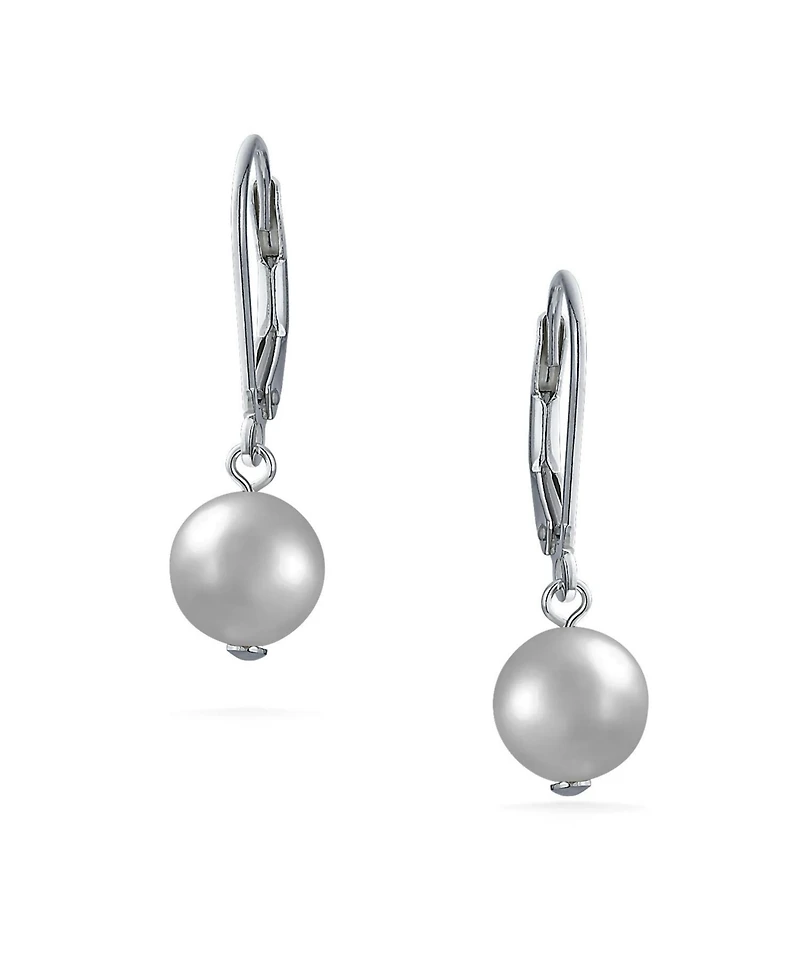 Bling Jewelry Classic Black White Pink Grey Round Freshwater Cultured Pearl Drop Dangle Bead Ball Earrings .925 Sterling Silver Lever back