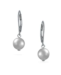Bling Jewelry Classic Black White Pink Grey Round Freshwater Cultured Pearl Drop Dangle Bead Ball Earrings .925 Sterling Silver Lever back