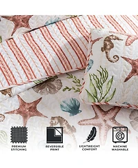 Linery & Co. Watercolor Sea Life Microfiber Quilt Set With Shams