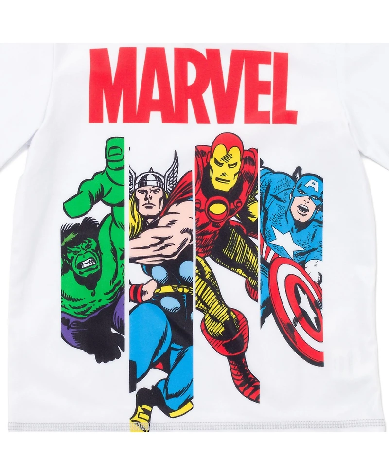 Avengers Toddler Boys Marvel Spider-Man Captain America Hulk Iron Man Pullover Rash Guard & Swim Trunks Outfit Set to
