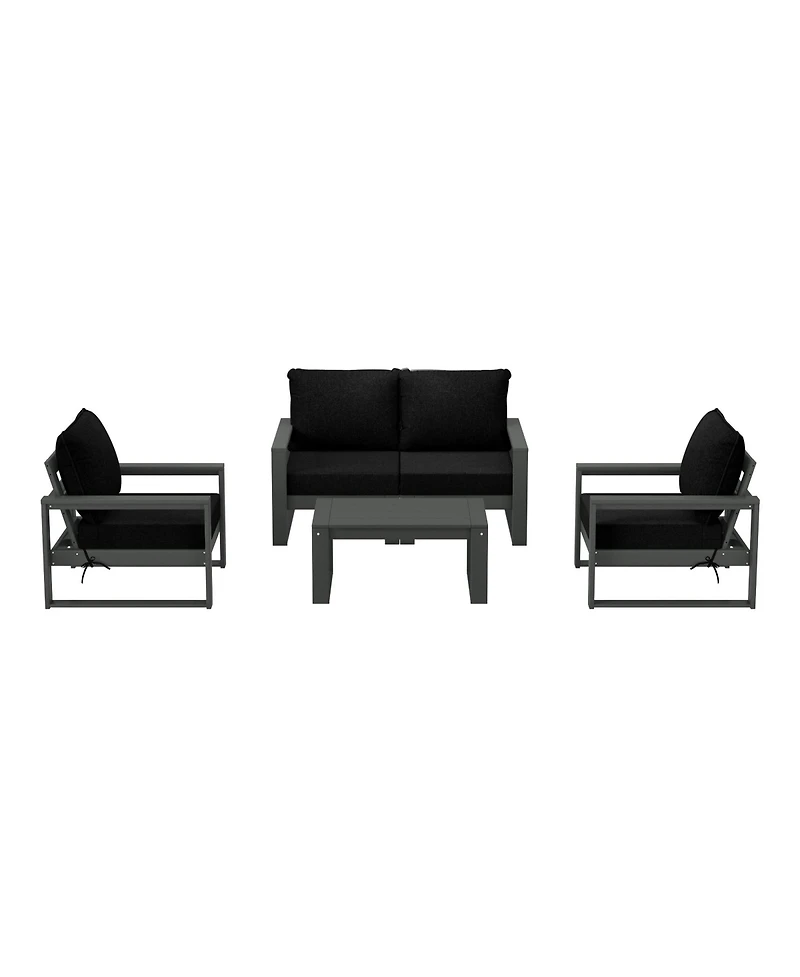 5-Piece Modern Hdpe Outdoor Patio Furniture Sofa Conversation Set with Coffee Table