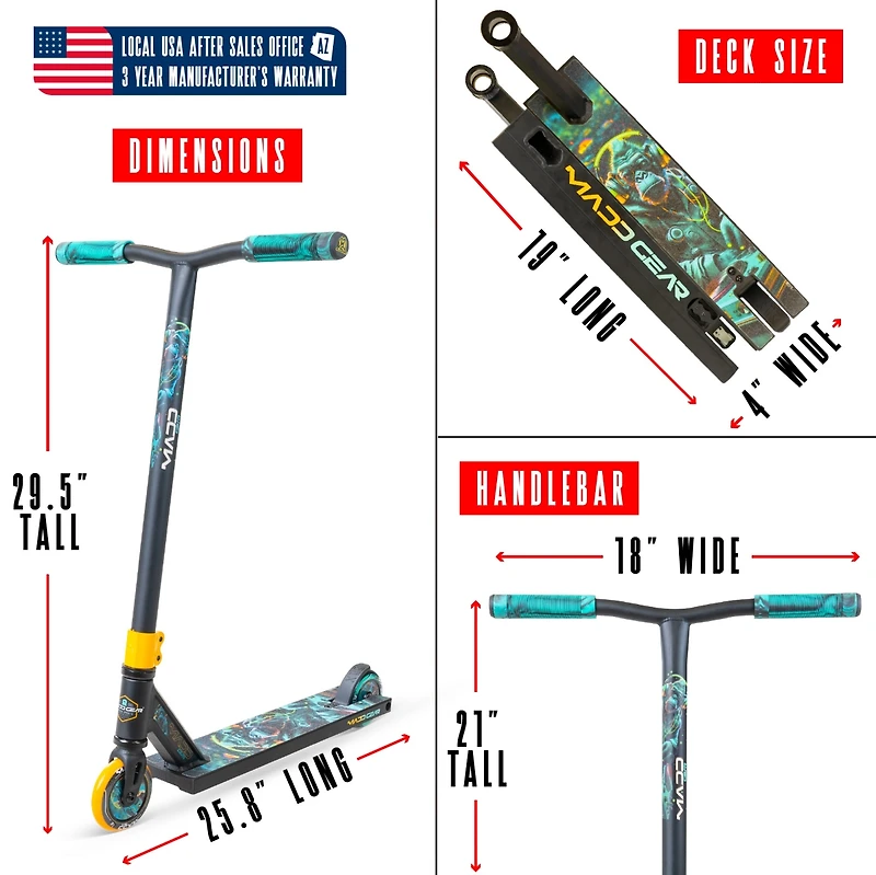 Pro Stunt Scooter for Kids Ages 5+ – Lightweight Durable Trick Scooter for Skatepark and Street – Madd Gear MG2