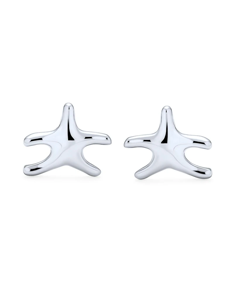 Bling Jewelry Nautical Double Starfish Shirt Cufflinks Solid French Style Fixed Backing .925 Sterling Silver