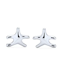 Bling Jewelry Nautical Double Starfish Shirt Cufflinks Solid French Style Fixed Backing .925 Sterling Silver