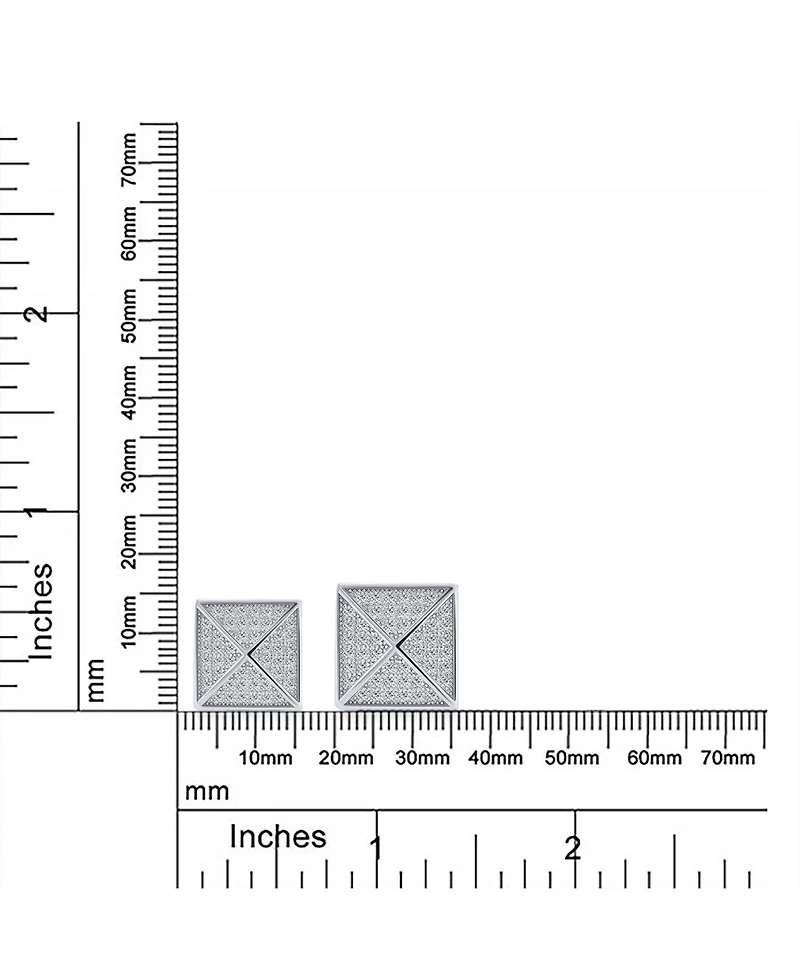 Bling Jewelry Geometric Square Cubic Zirconia Pave Cz Pyramid Stud Earrings .925 Sterling Silver