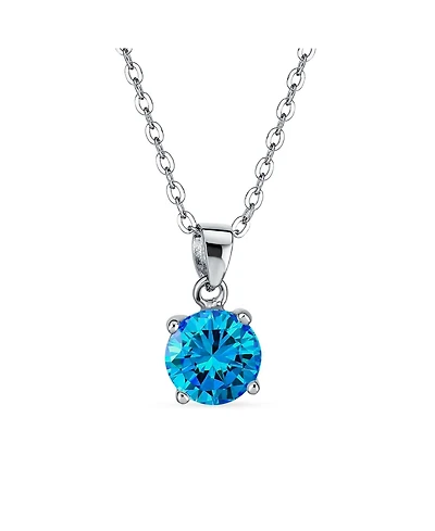 Bling Jewelry Round Cz Solitaire Pendant Necklace Sterling Silver