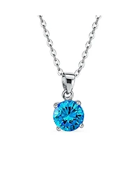 Bling Jewelry Round Cz Solitaire Pendant Necklace Sterling Silver