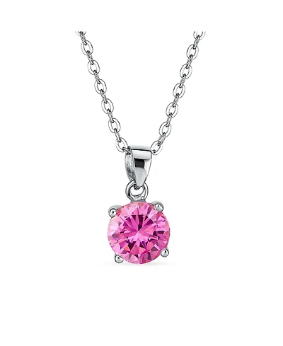 Bling Jewelry Round Cz Solitaire Pendant Necklace Sterling Silver