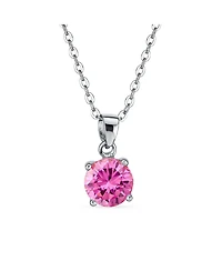 Bling Jewelry Round Cz Solitaire Pendant Necklace Sterling Silver