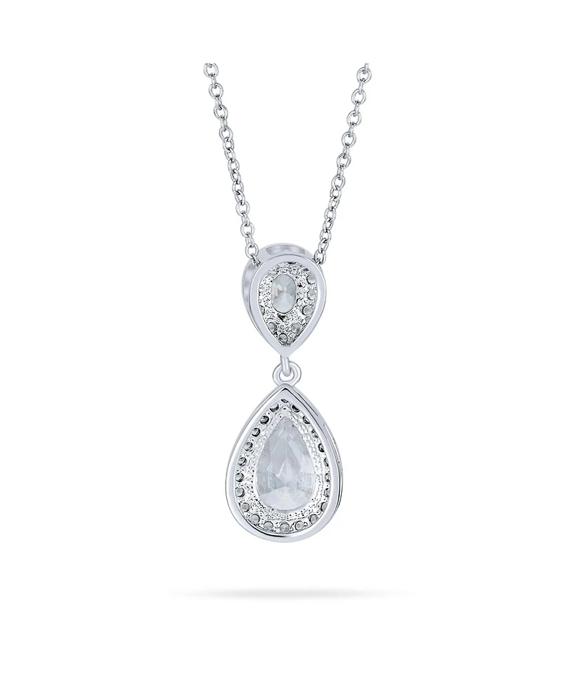 Bling Jewelry Pear Cubic Zirconia Cz Large Teardrop Solitaire Pendant Necklace Silver Plated Brass
