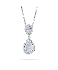 Bling Jewelry Pear Cubic Zirconia Cz Large Teardrop Solitaire Pendant Necklace Silver Plated Brass