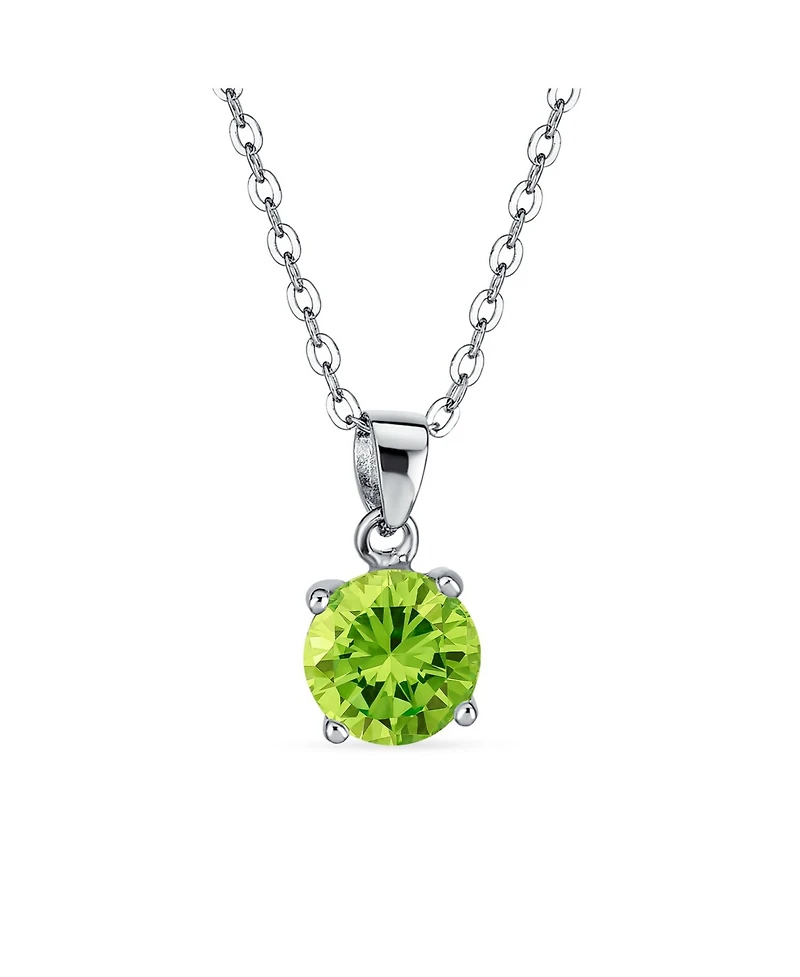 Bling Jewelry Round Cz Solitaire Pendant Necklace in Sterling Silver