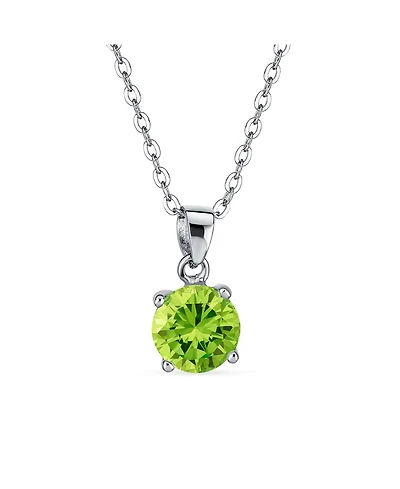 Bling Jewelry Round Cz Solitaire Pendant Necklace in Sterling Silver