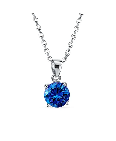Bling Jewelry Round Cz Solitaire Pendant Necklace Sterling Silver