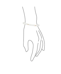 Bling Jewelry Traditional 5MM White Freshwater Pearl Strand Bracelet with Gold Beads 7"