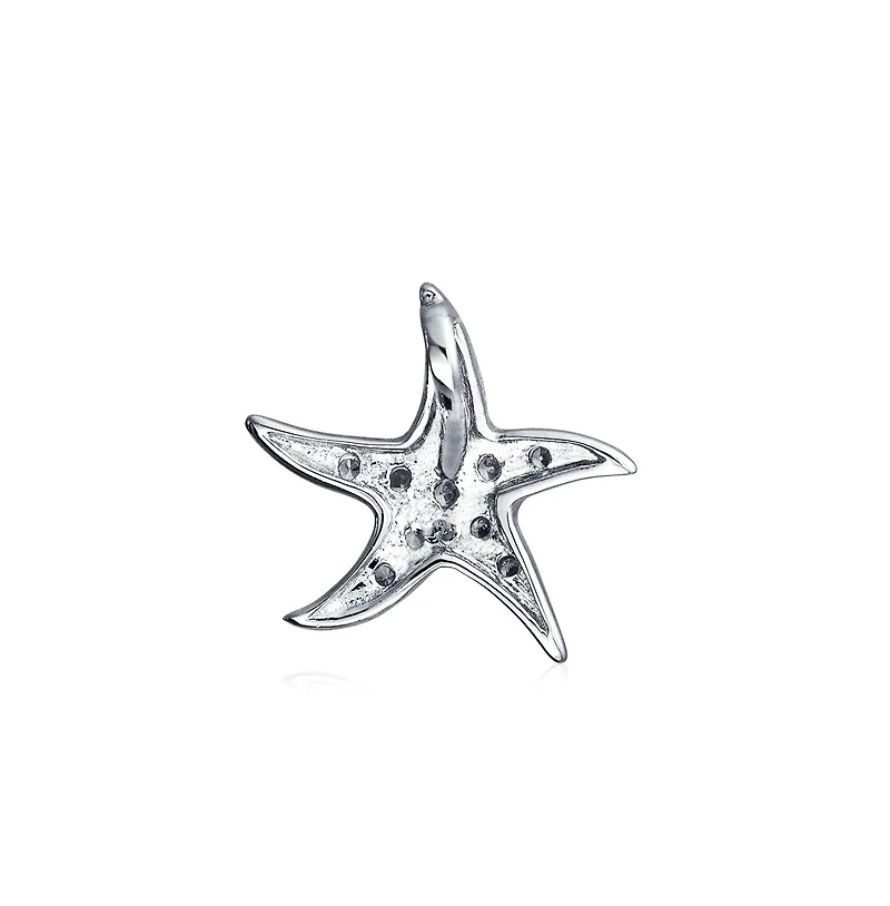 Bling Jewelry Pave Cz Starfish Pendant Necklace Sterling Silver Nautical Beach Vacation Jewelry