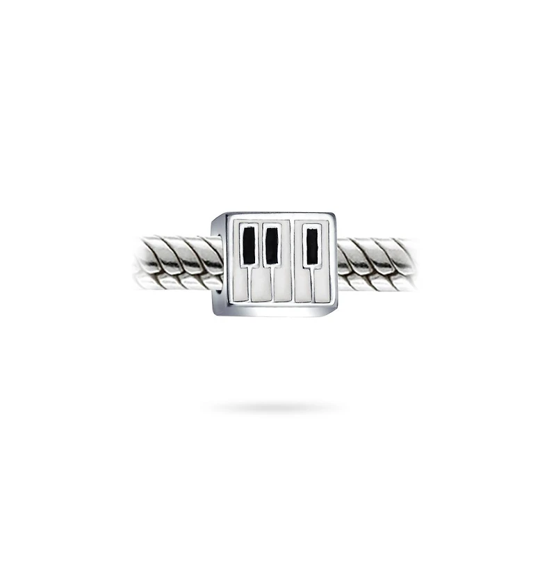 Bling Jewelry Piano Keys Charm Bead Music Students in Sterling Silver European Bracelets