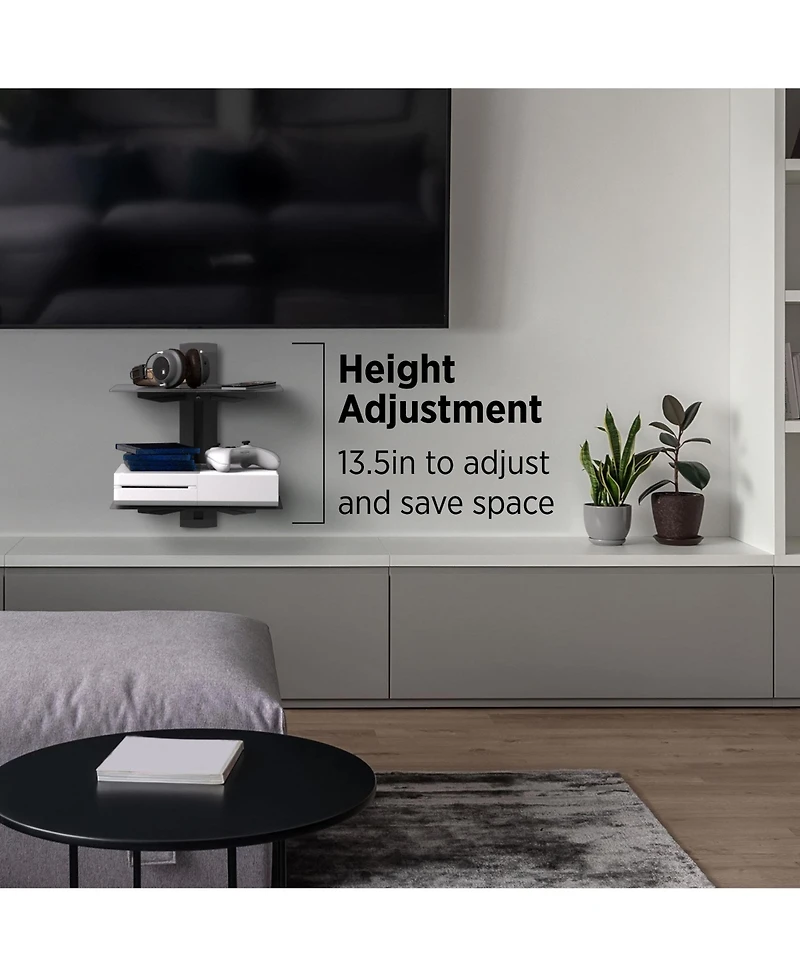 ProMounts Durable Double Glass Av Wall Shelf, Supports up to 36lbs