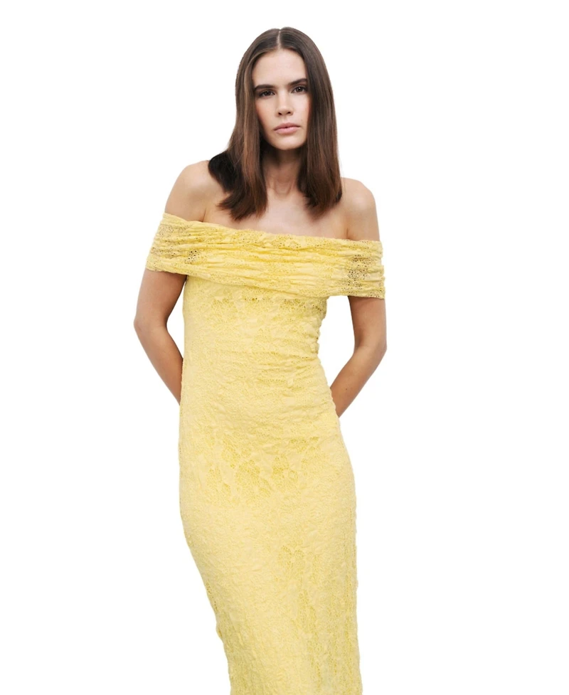 Nocturne Women's Off-The-Shoulder Lace Detailed Maxi Dress