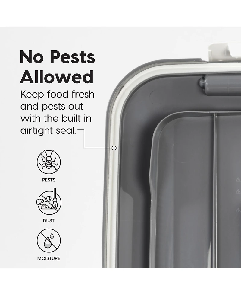 Iris Usa 54Lbs Dog Food Storage Container 2-Pack with Wheels, Airtight Lid, 2-Cup Scoop, Gray/Dark Gray