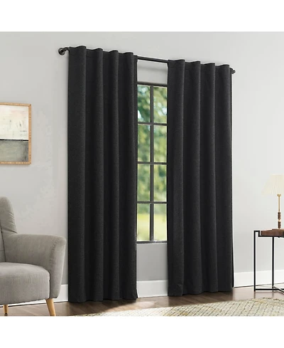 Treviso Linen Blend Magnetic Closure 100% Blackout Back Tab Curtain Panel