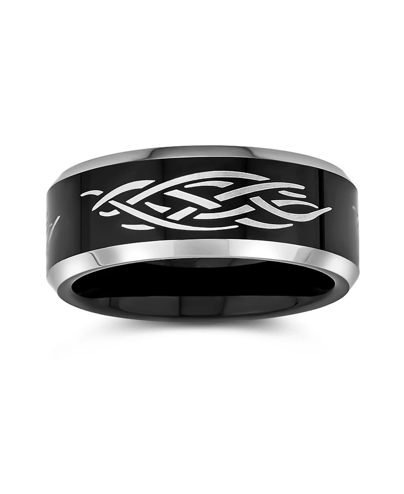 Bling Jewelry Laser Etched Catholic Religious Black Christ Thorn Titanium Band Ring Comfort Fit