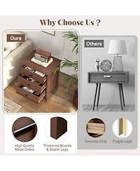 3-Drawer Nightstand with Wooden Finish for Bedroom