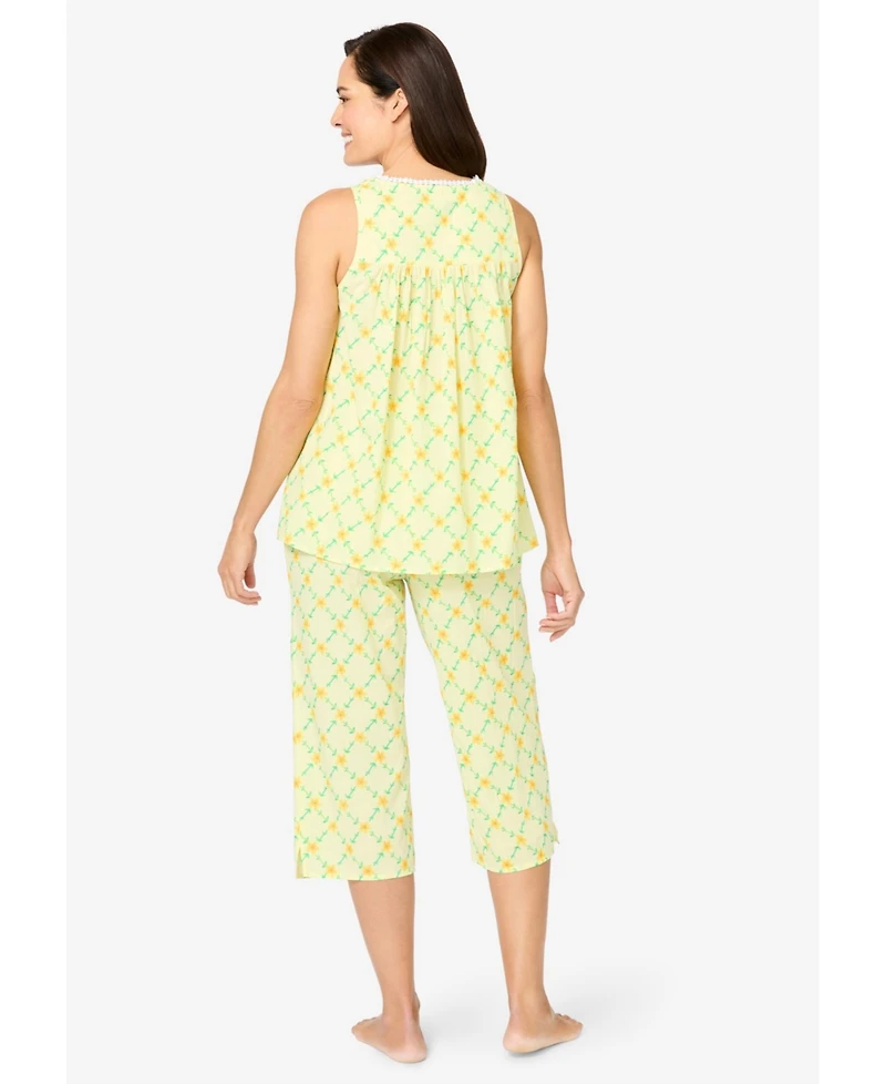 Only Neccessities Women's Only Necessities Sleeveless Pj Capri Set