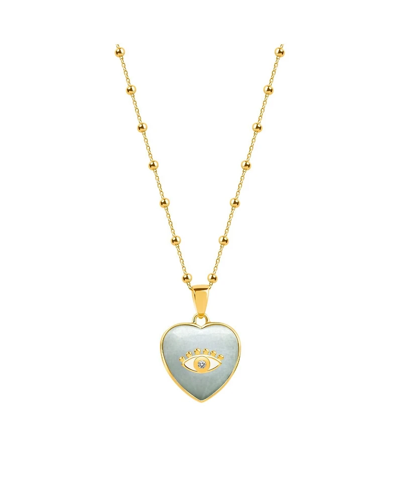 Serene Love - Jade Heart Diamond Evil Eye Necklace