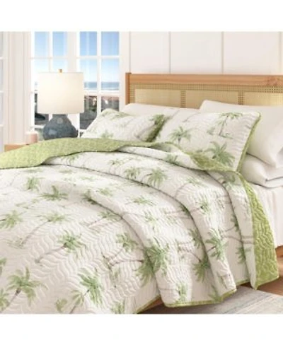 Linery Co. 3 Piece Tropical Palm Sitched Quilt Set With Shams