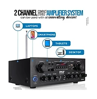 Pyle 250W Bluetooth Compact Home Audio Amplifier - PTA24BT