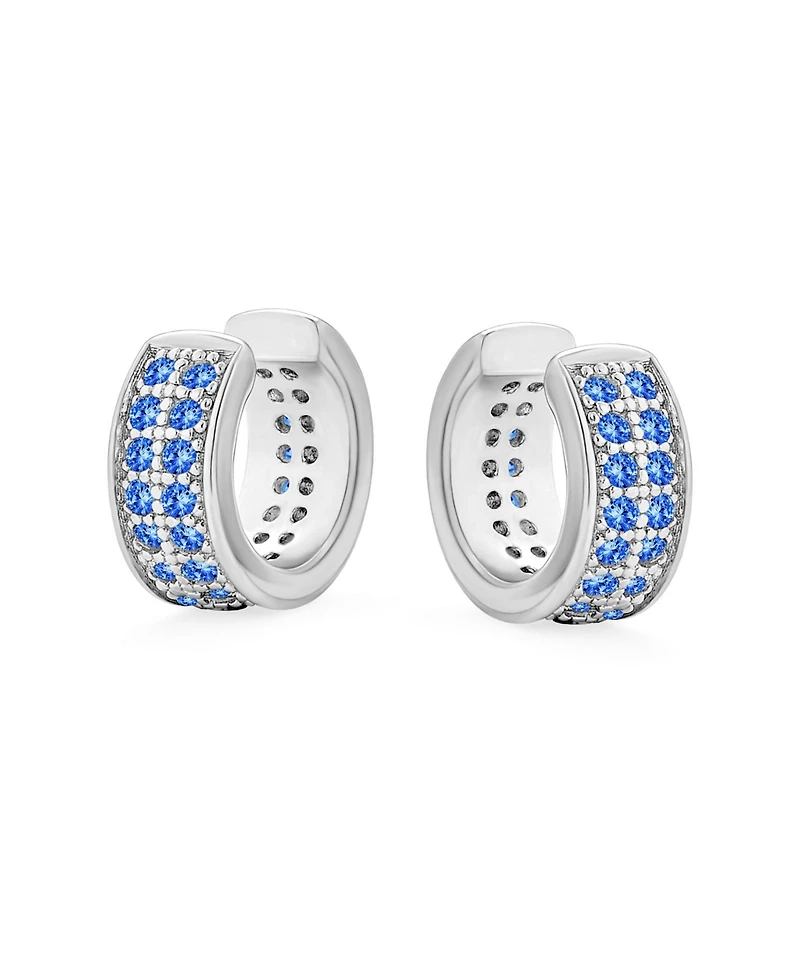 Bling Jewelry Simple Two Tone Cubic Zirconia Pave Blue Cz One or Two Row Band Ear Cuffs Wrap Cartilage Earrings .925 Sterling Silver