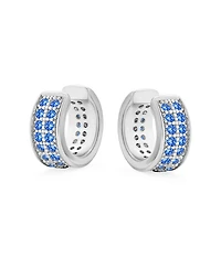 Bling Jewelry Simple Two Tone Cubic Zirconia Pave Blue Cz One or Two Row Band Ear Cuffs Wrap Cartilage Earrings .925 Sterling Silver