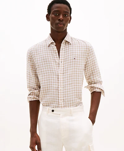 Tommy Hilfiger Men's Slim-Fit Gingham Linen Shirt