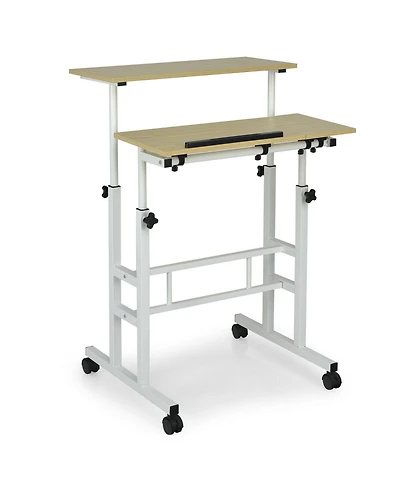 Mobile Standing up Desk Adjustable Computer Desk Tilting Workstation