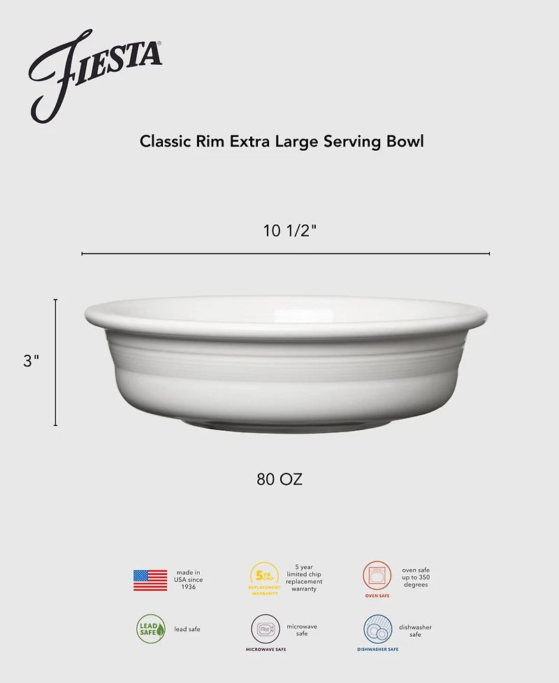 Fiesta Linen Classic Rim Extra Large Serving Bowl 80-oz.