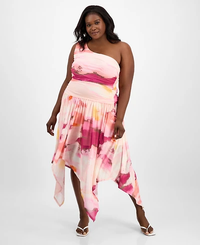 Bar Iii Trendy Plus Asymmetrical One-Shoulder Dress, Exclusively at Macy's