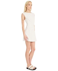 Luxely Women's Solid Boat-Neck Cap-Sleeve Mini Dress